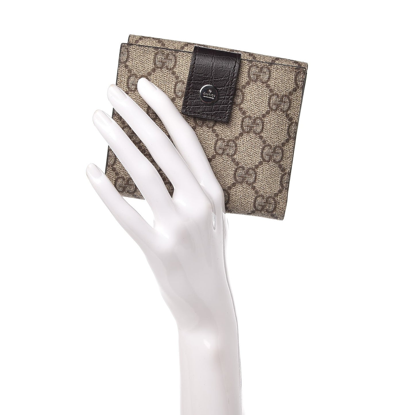 GG Plus Monogram Ladies GG French Flap Wallet Beige Ebony Cocoa