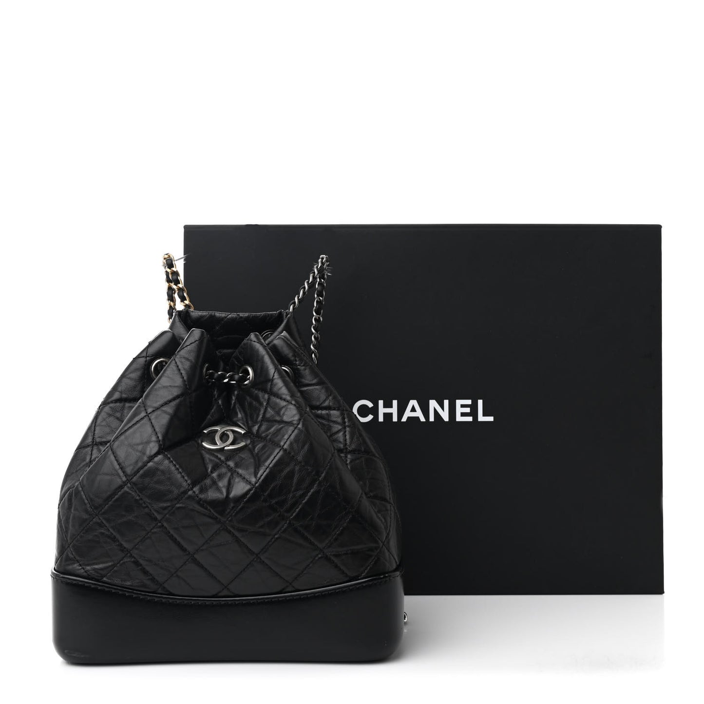 Aged Calfskin Quilted Small Gabrielle Backpack Black