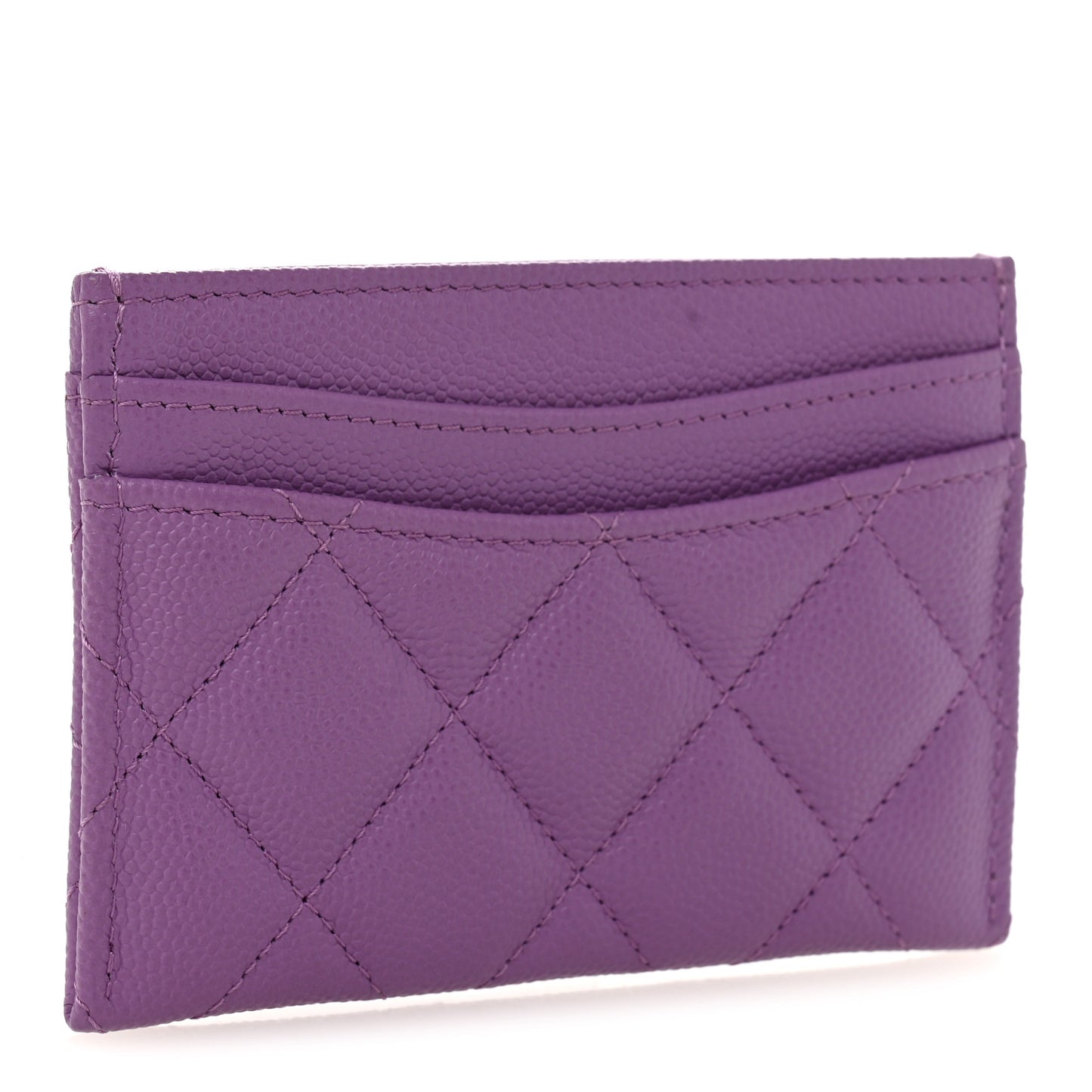 Caviar Quilted Card Holder Purple