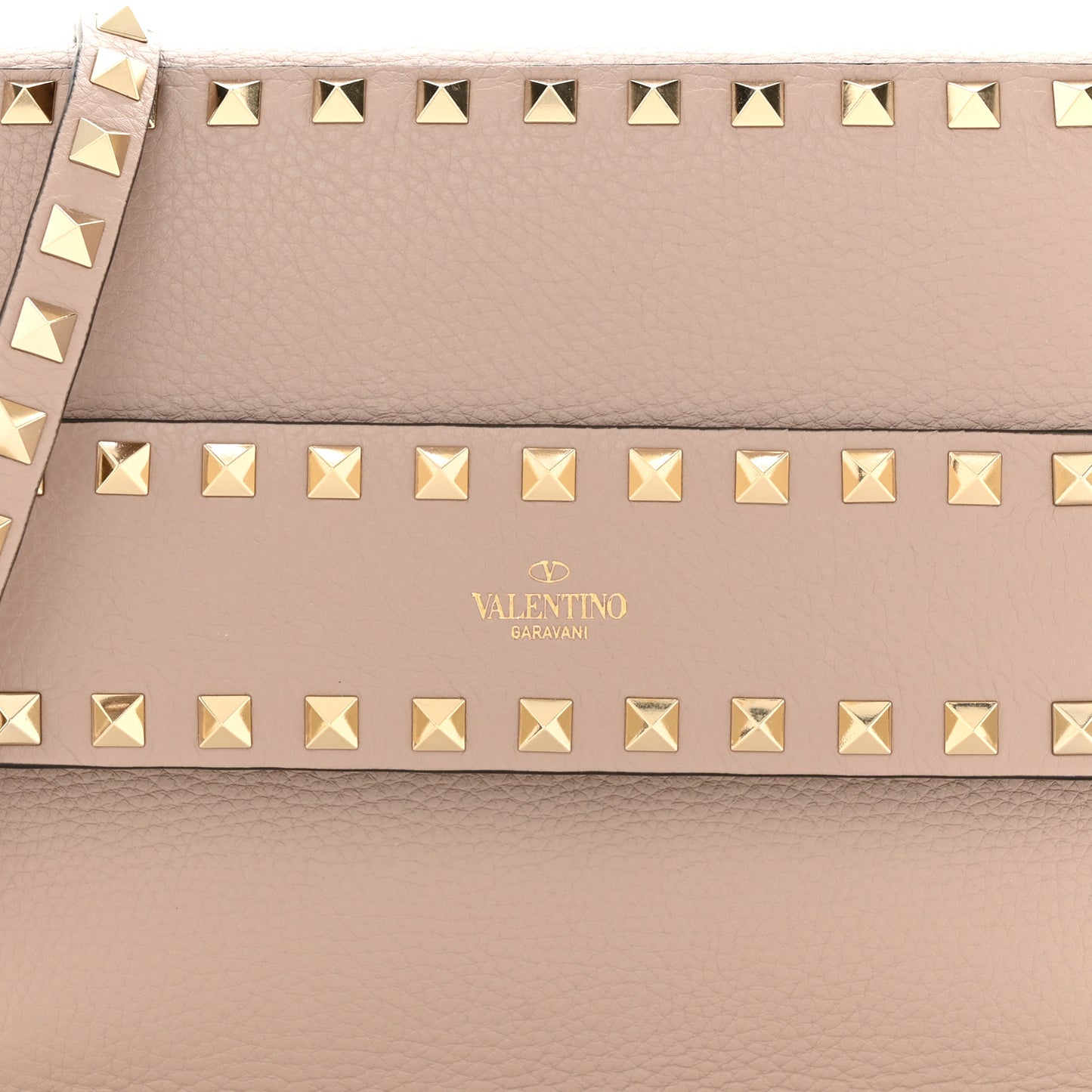 Grained Calfskin Small Rockstud Flap Crossbody Bag Poudre