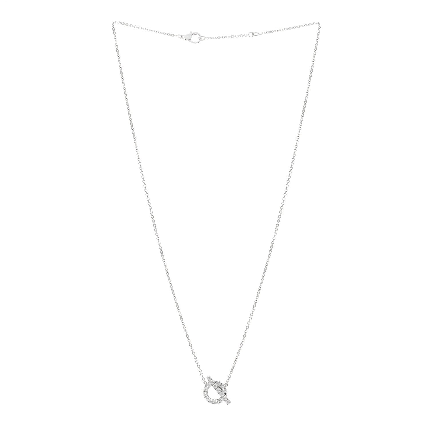 Hermes 18K White Gold Diamond Finesse Pendant Necklace 3 of 5