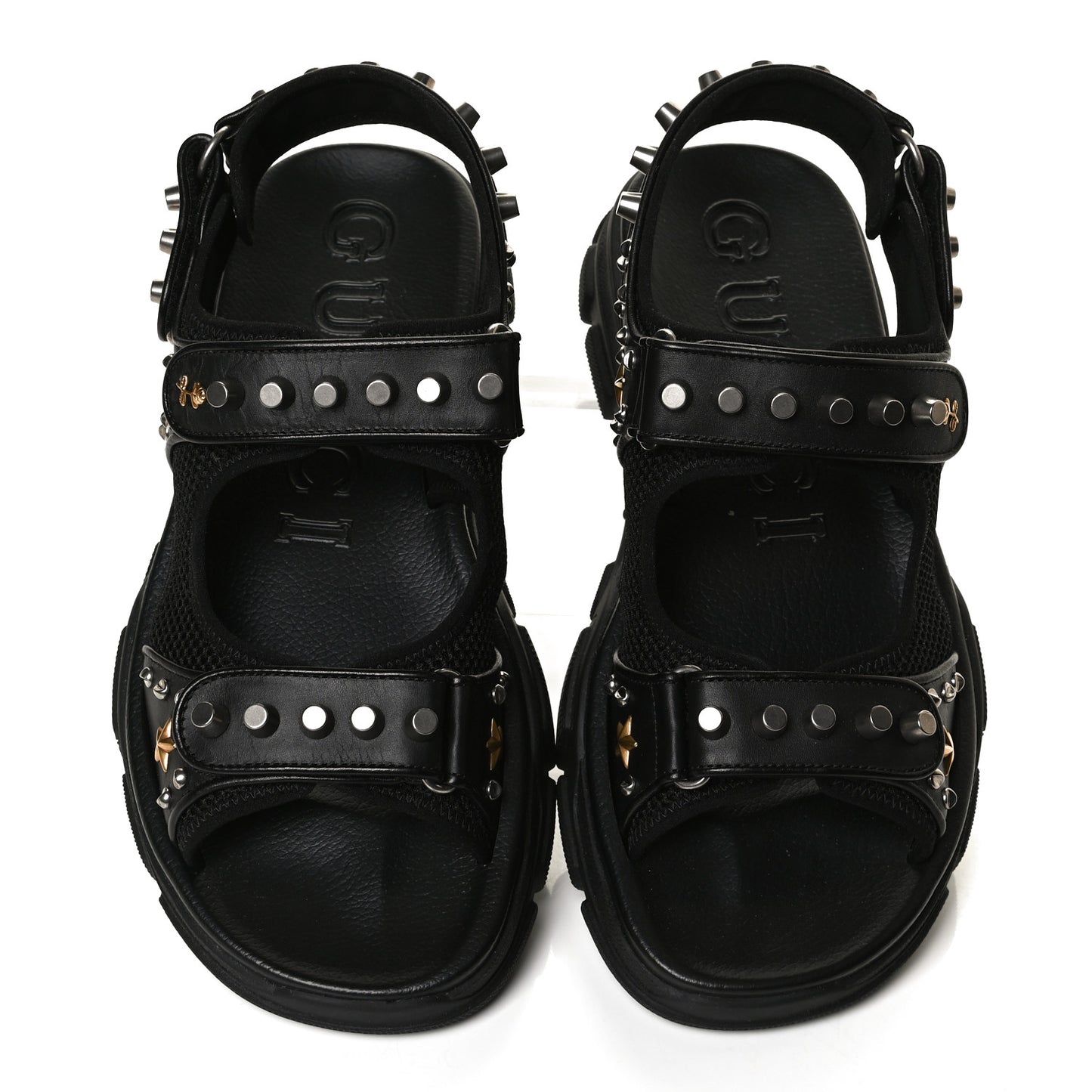 Nappa Mesh Studded Mens Aguru Sandals 11 Black