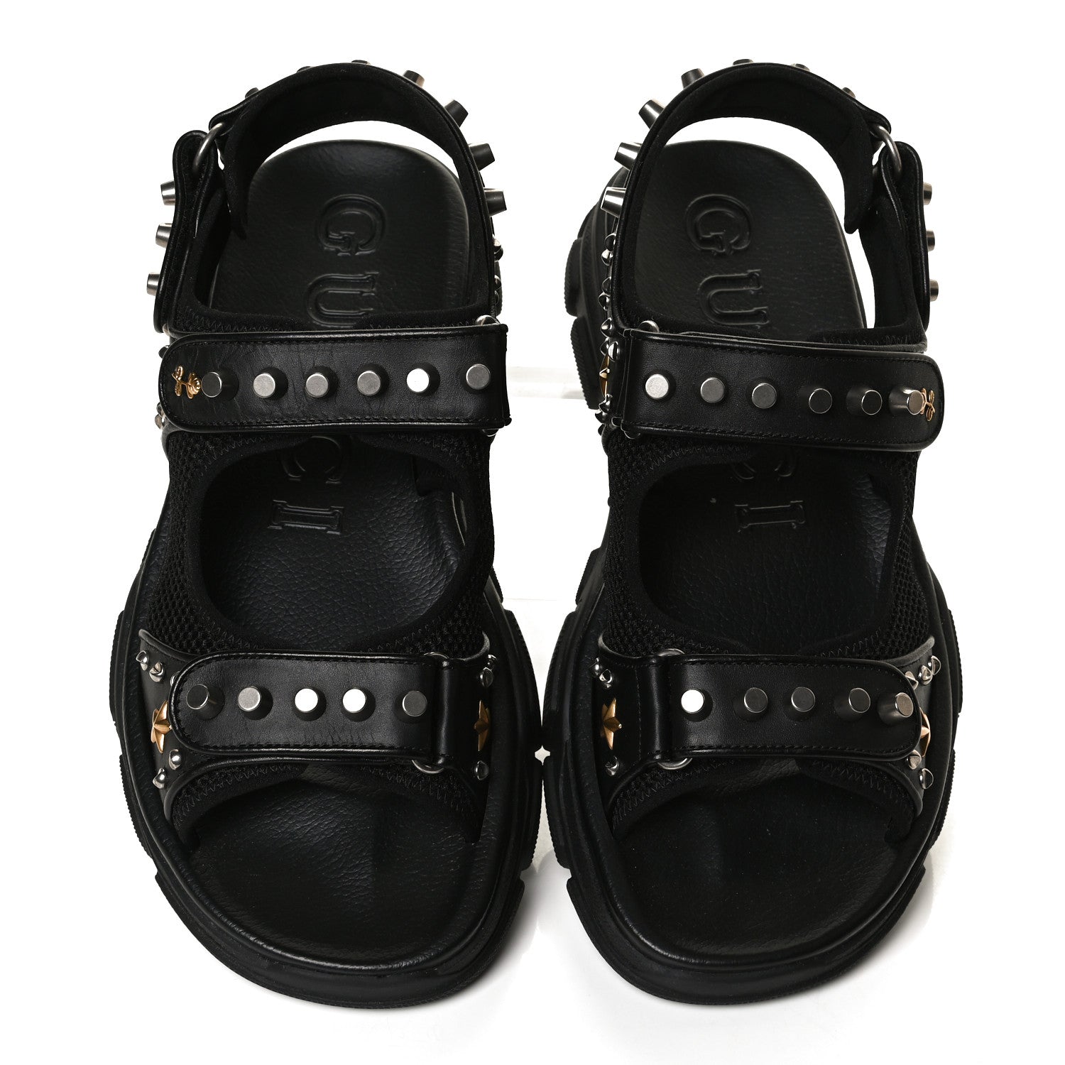 Gucci Nappa Mesh Studded Mens Aguru Sandals 11 Black 5 of 12