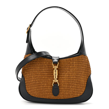 Gucci Straw Lux Boarded Dyana Lux Calfskin Small Jackie 1961 Hobo Natural Blue 1 of 10