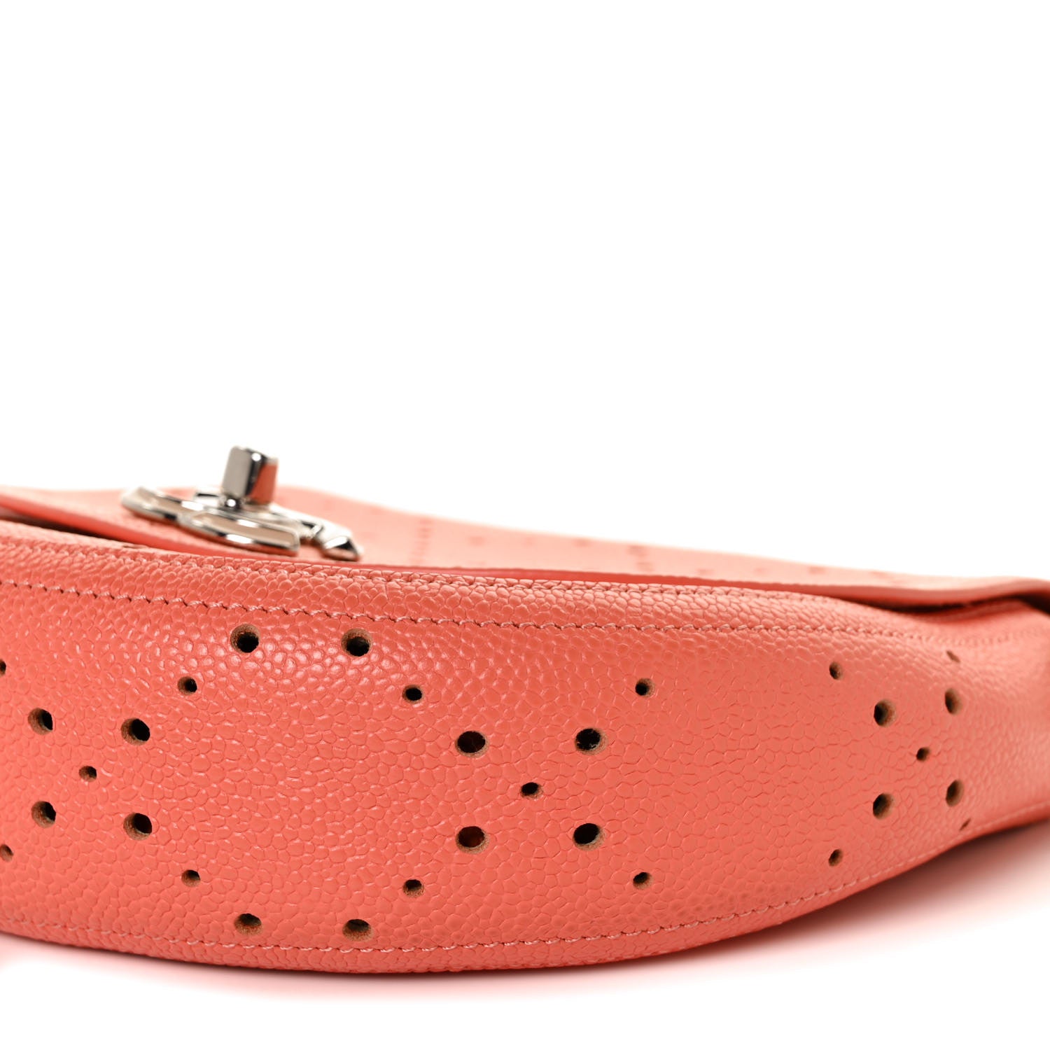 Chanel Caviar Perforated Messenger Bag Coral 7 of 7