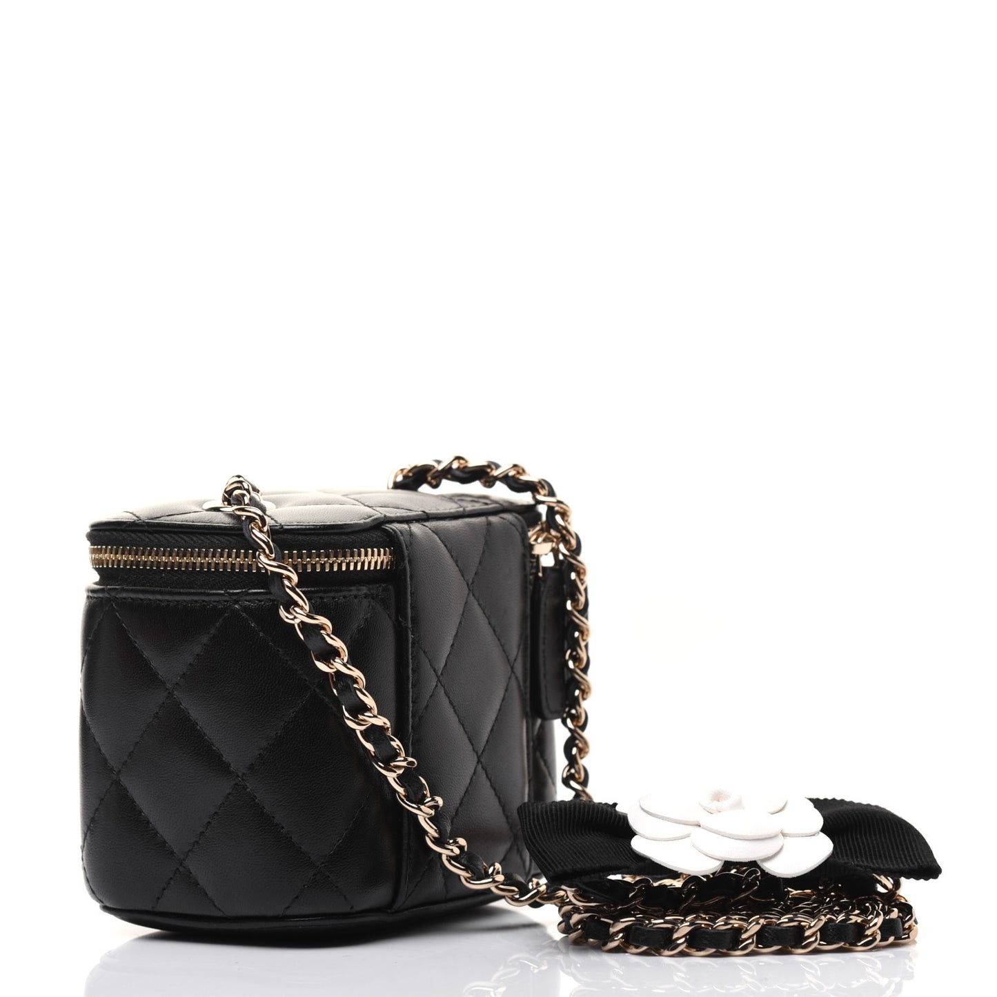 Lambskin Quilted My Chanel Lady Vanity Case With Chain Black