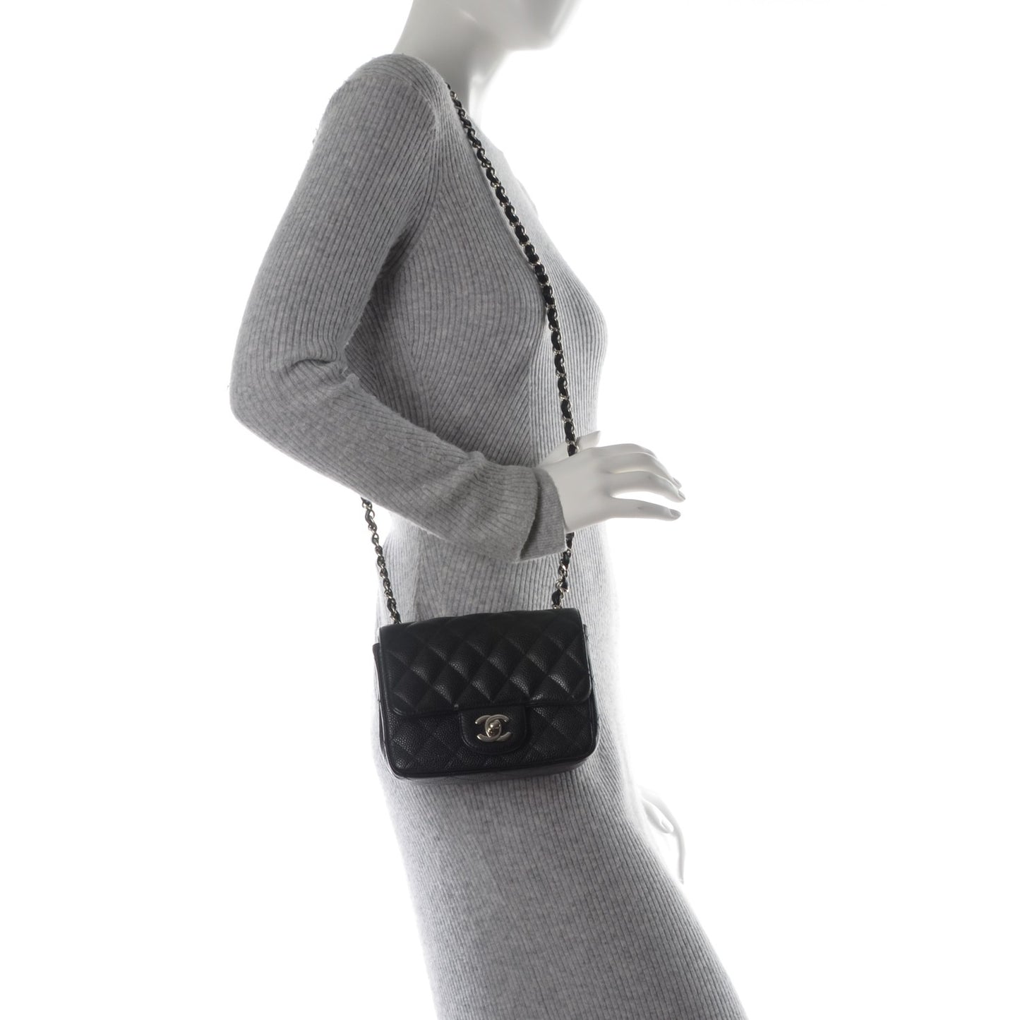 Caviar Quilted Mini Square Flap Black