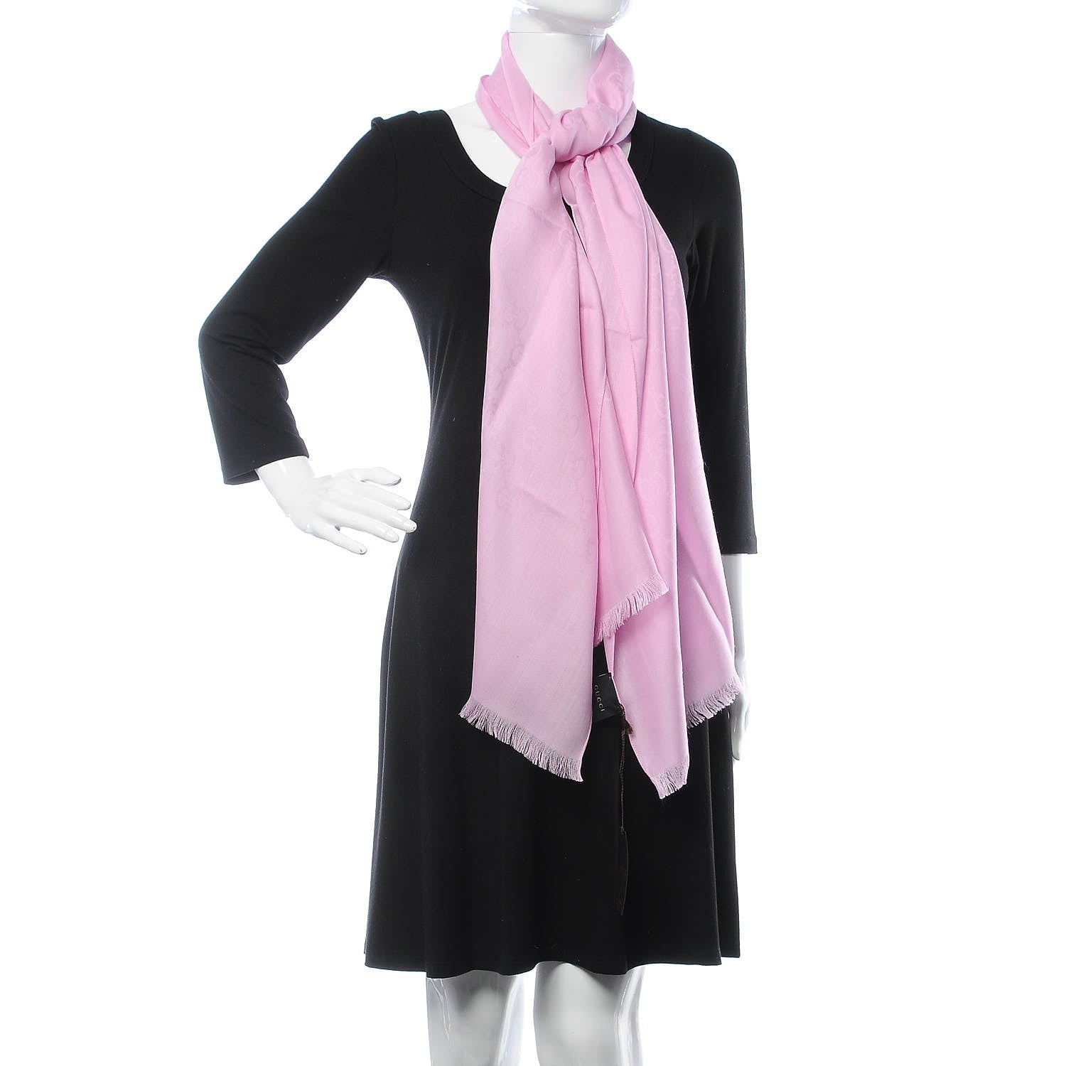 Gucci Wool Silk GG Monogram GGNat Scarf Rose 2 of 4