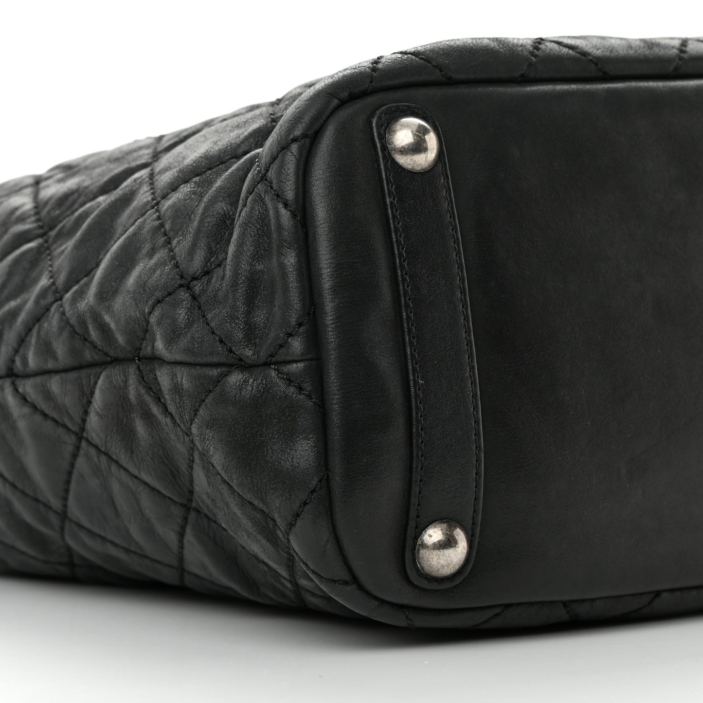 Iridescent Calfskin Quilted In The Mix Shopping Tote Black