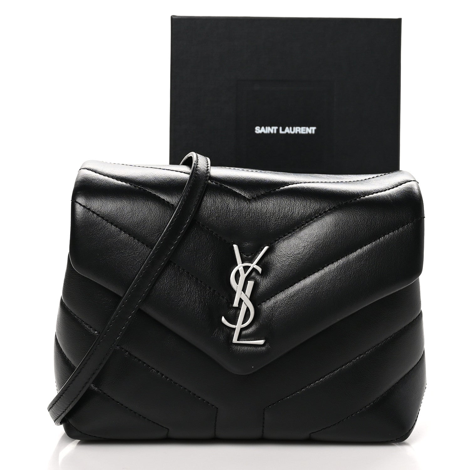 Saint Laurent Calfskin Y Quilted Monogram Toy Loulou Crossbody Bag Black 11 of 11