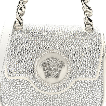 Versace Satin Crystal Studded Mini La Medusa Bag White 7 of 9