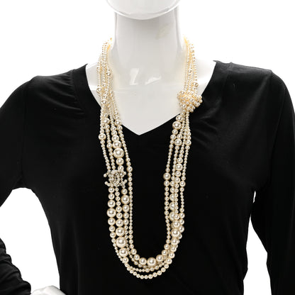 Chanel Pearl Graduated Multi Strand CC Necklace Pearly White 2 of 10