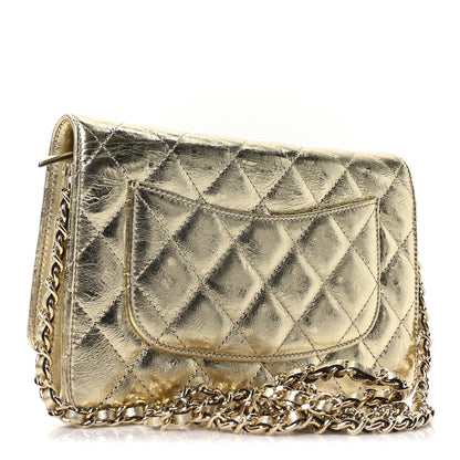 Chanel Metallic Aged Calfskin Quilted Reissue Wallet On Chain WOC Gold 3 of 11