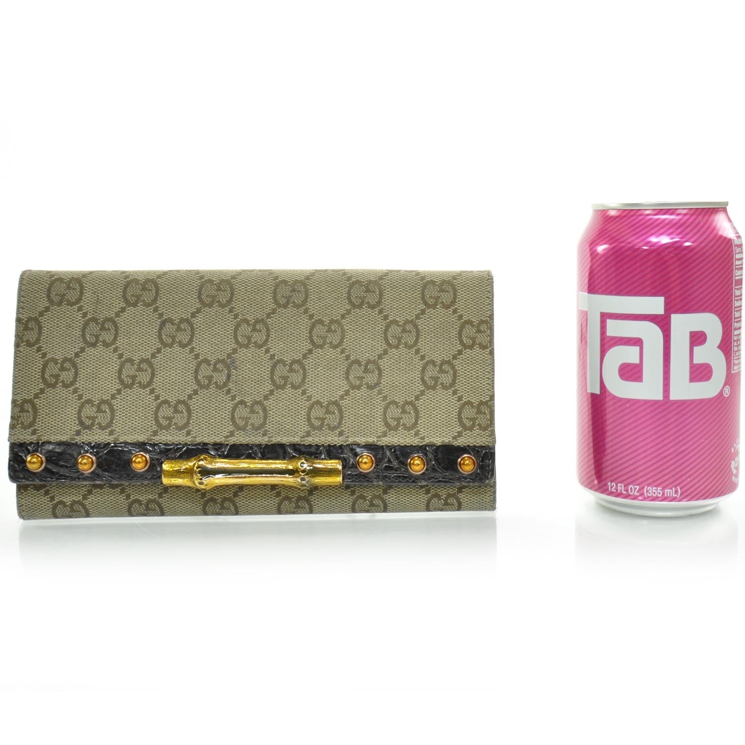 Gucci Monogram Bamboo Studded Continental Wallet 2 of 9