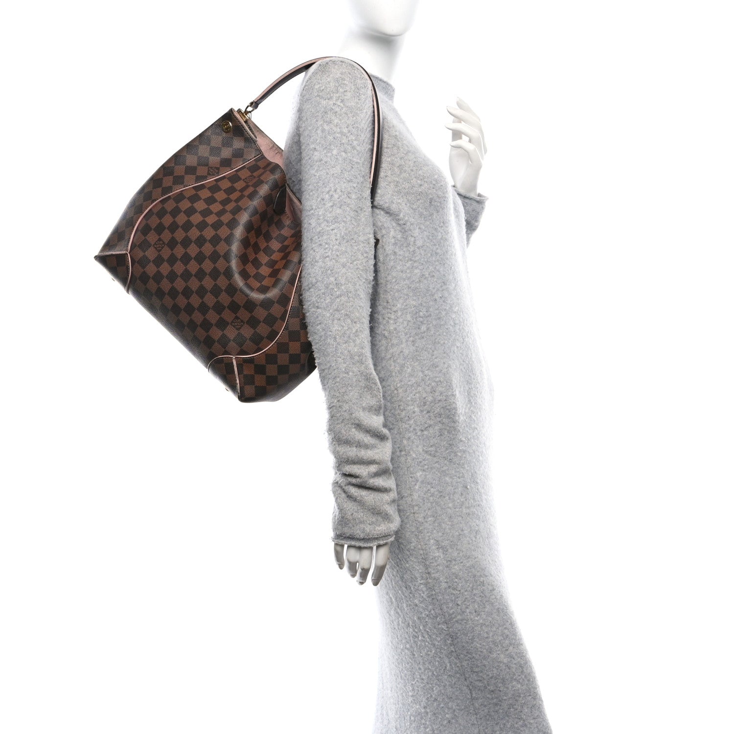Louis Vuitton Damier Ebene Caissa Hobo Rose Ballerine 2 of 11