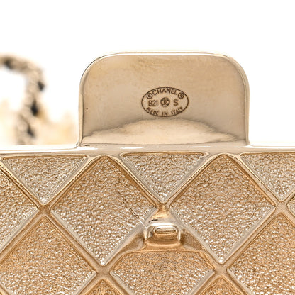 Chanel Metal Lambskin Pearl Chain Flap Bag Long Necklace Gold Black Pearly White 4 of 4