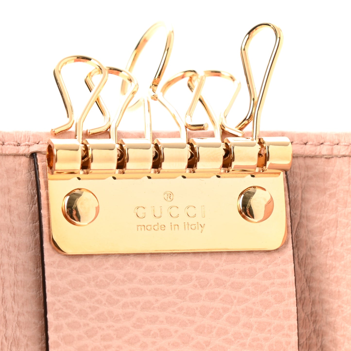 Dollar Calfskin GG Marmont 6 Key Holder Perfect Pink