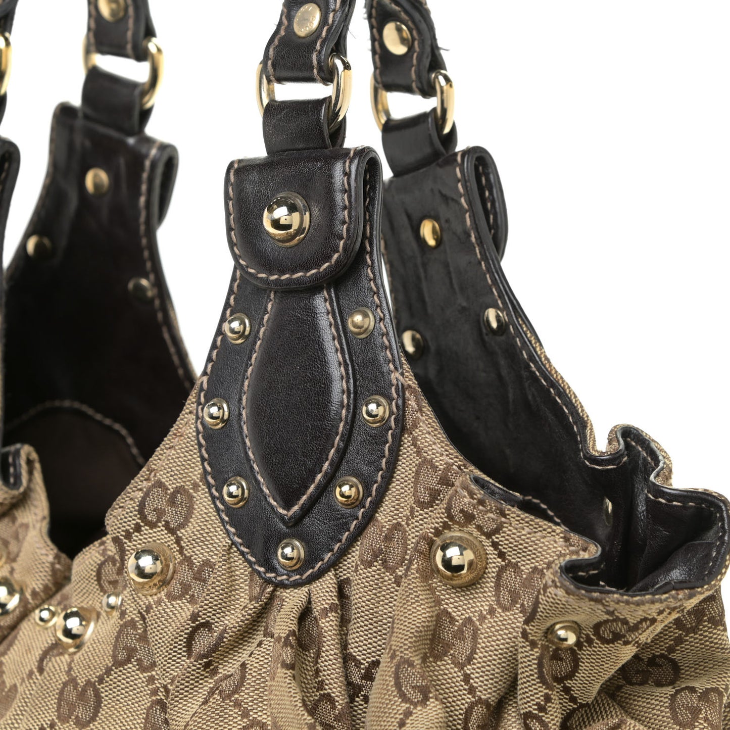 Monogram Studded Pelham Tote Dark Brown
