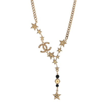 Chanel Crystal Pearl CC Star Necklace Gold Orange 1 of 4