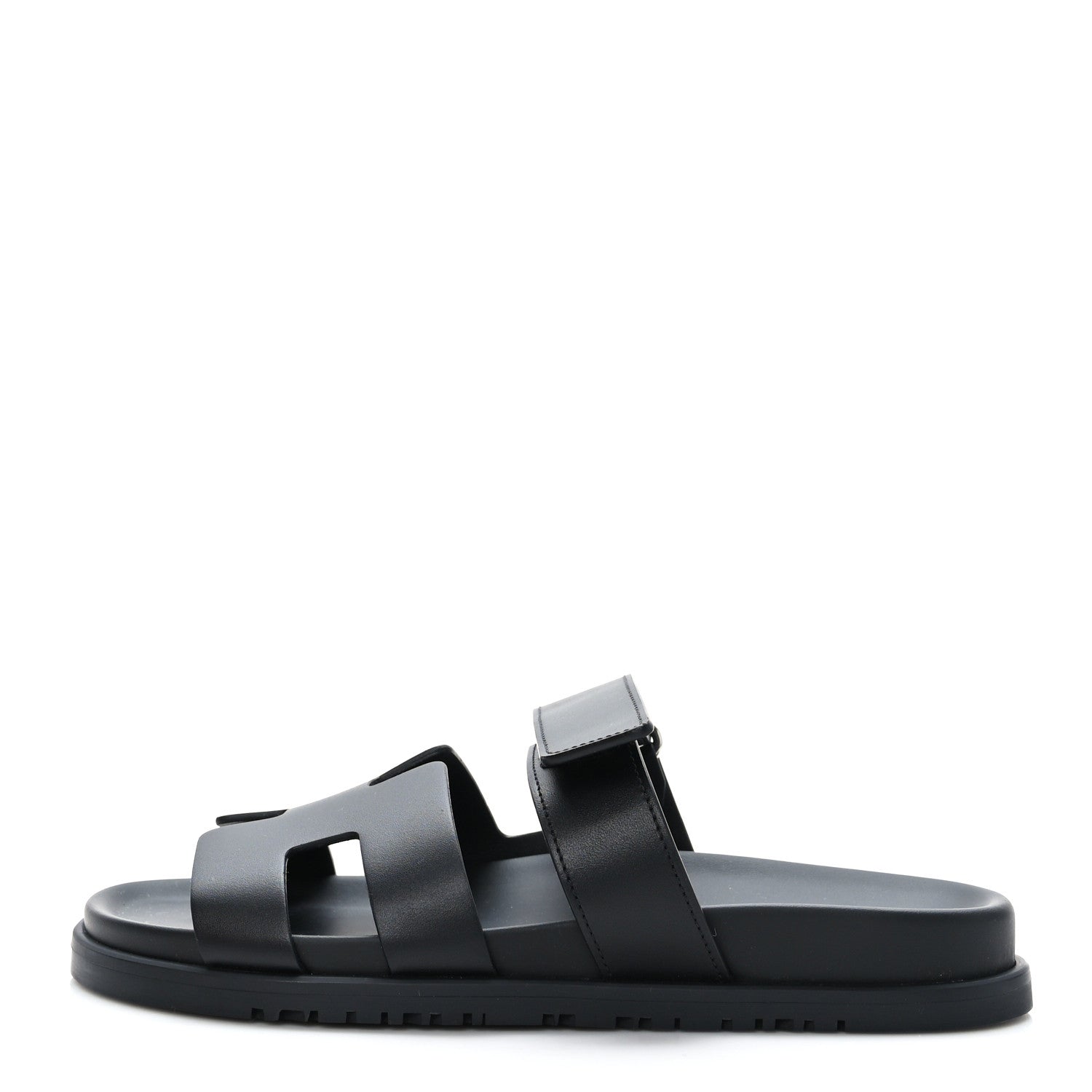 Hermes Calfskin Womens Chypre Sandals 38.5 Black 1 of 9