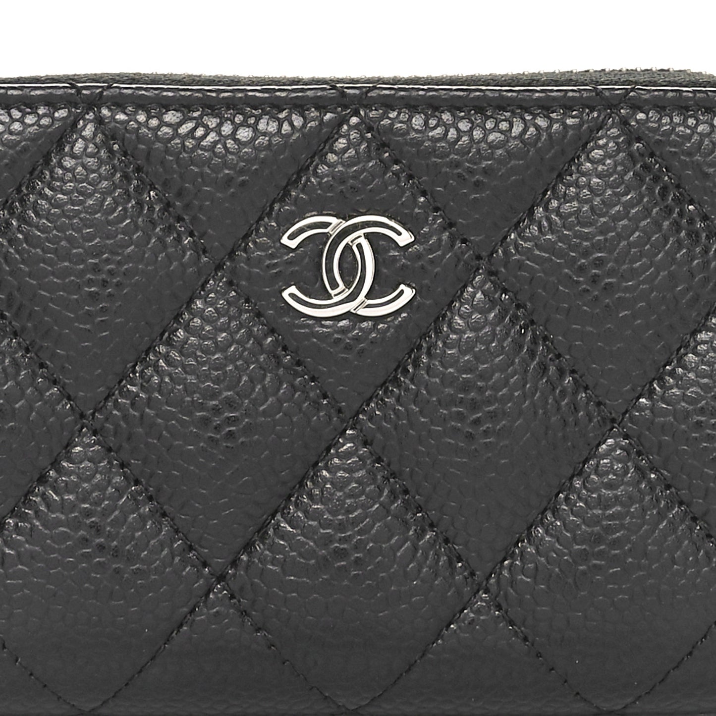 Caviar Quilted Zip Coin Purse Black