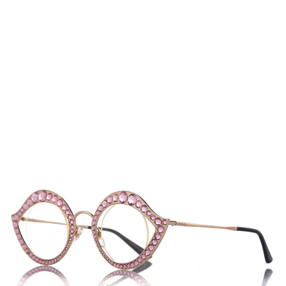 Gucci Metal Crystal Cat Eye Sunglasses GG0046S Light Pink 1 of 6