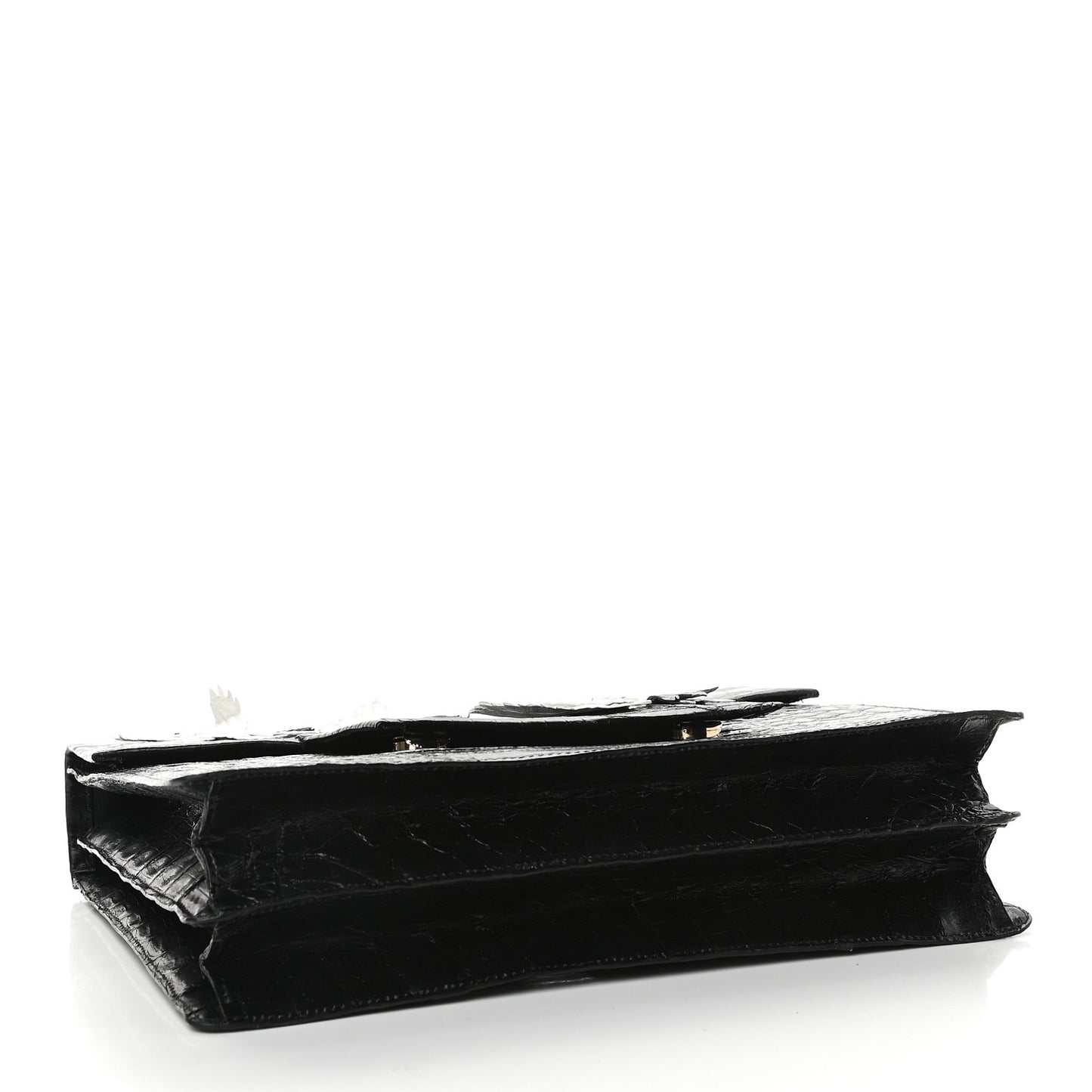 Crocodile Embroidered Birds Bag Black