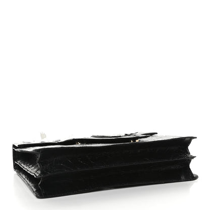 Nancy Gonzalez Crocodile Embroidered Birds Bag Black 4 of 9