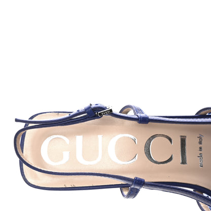 Gucci Tela Retino Nappa Charlotte Crystal GG Monogram Square G 35mm Slingback Pumps 38.5 Splash Net Blue Witch 8 of 9
