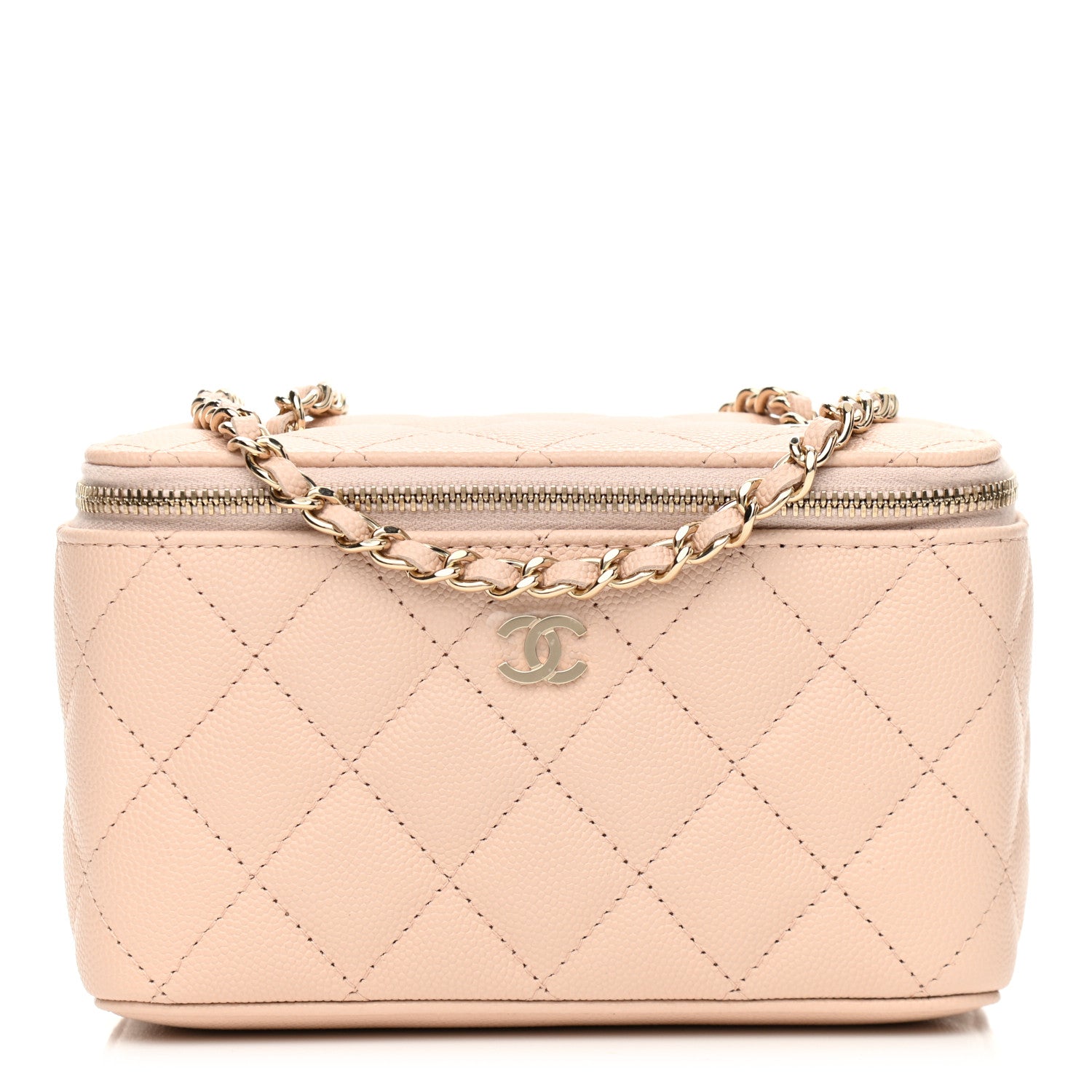 Chanel Caviar Quilted Small Vanity Case With Chain Light Beige 1 of 12