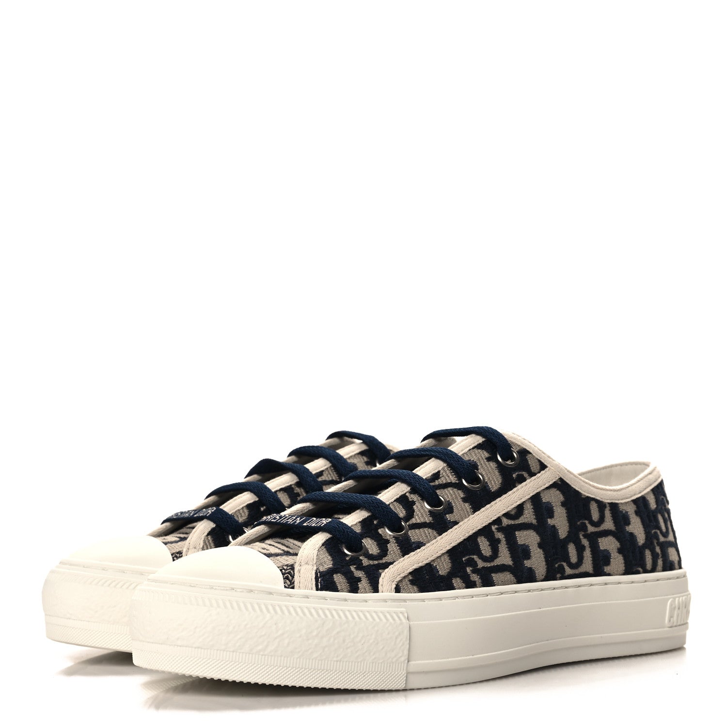 Christian Dior Canvas Oblique Walk'N'Dior Low Top Sneakers 37.5 Deep Blue 4 of 10