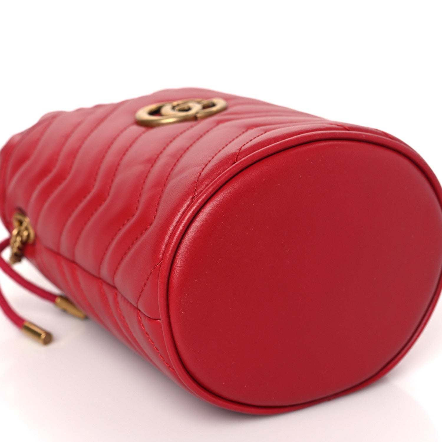 Gucci Calfskin Matelasse Mini GG Marmont 2.0 Bucket Bag Hibiscus Red 8 of 9