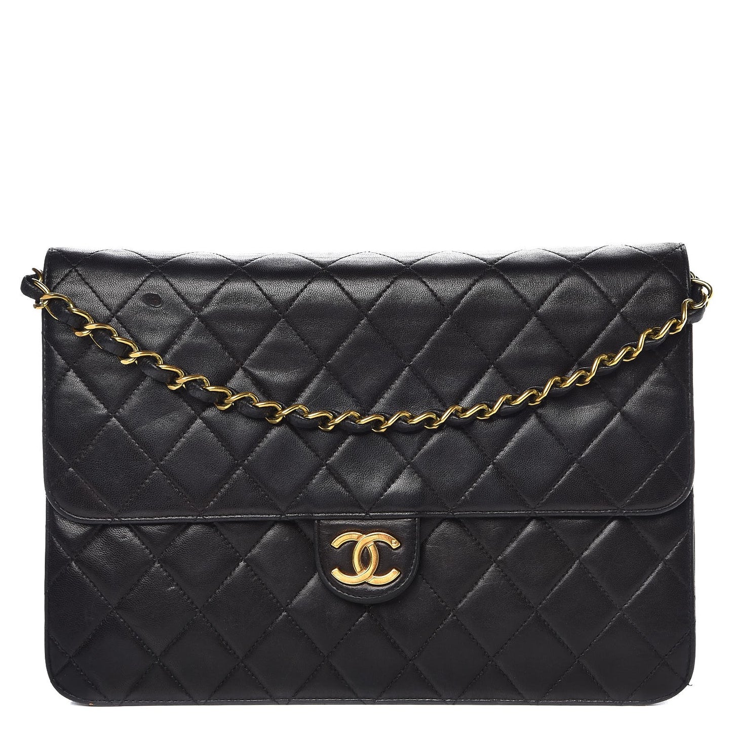 Lambskin Quilted Medium Single Flap Black