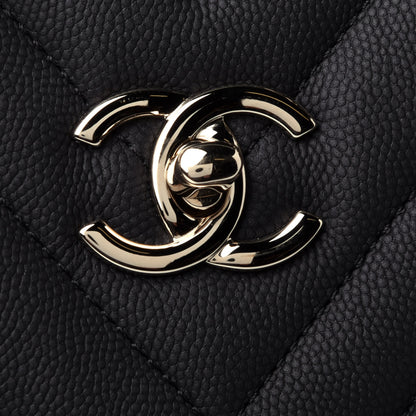 Chanel Caviar Flat Chevron Quilted Large Shopping Tote Black 9 of 10