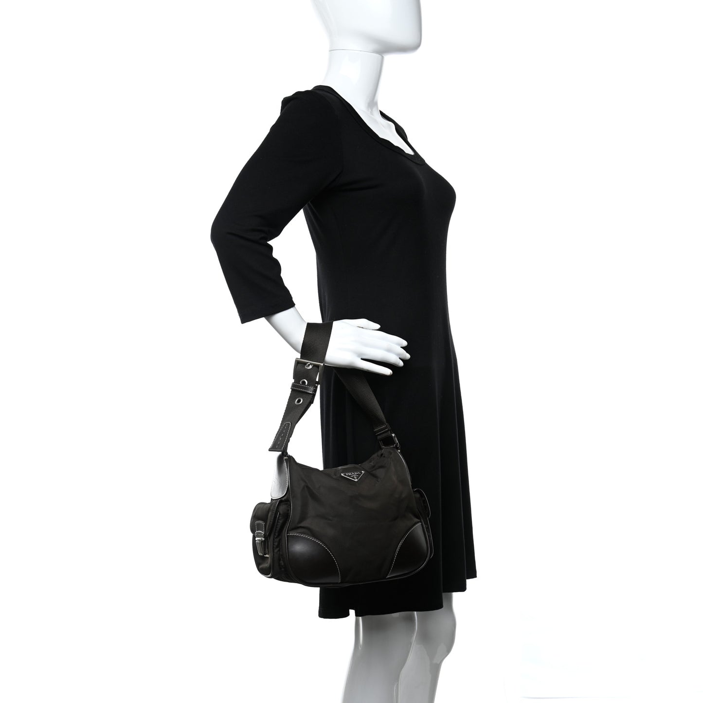 Calfskin Tessuto Nylon Shoulder Bag Moro
