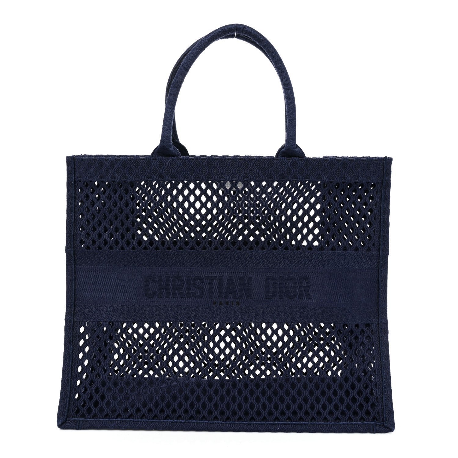 Christian Dior Mesh Embroidered Book Tote Navy Blue 1 of 12