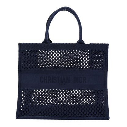 Christian Dior Mesh Embroidered Book Tote Navy Blue 1 of 12