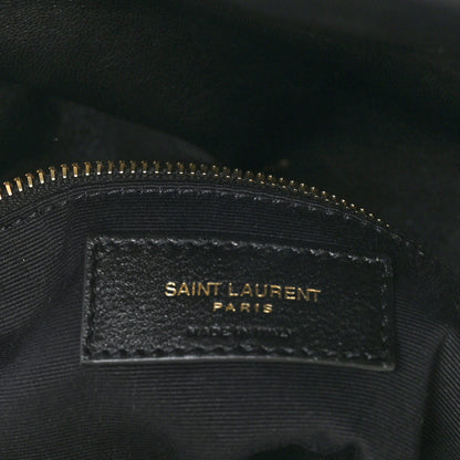 Saint Laurent Lambskin Quilted Tri-Metal Medium Loulou Puffer Monogram Chain Satchel Black 6 of 9