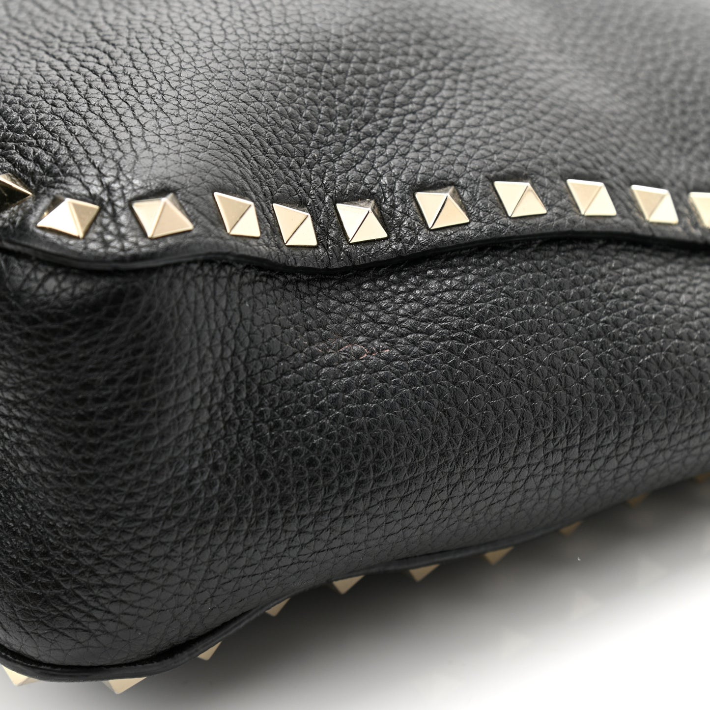 Pebbled Calfskin Small Rockstud Flip-Lock Messenger Bag Black