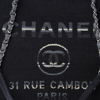 Chanel Striped Canvas Small Deauville Tote Grey Black 10 of 10