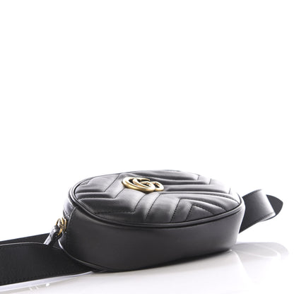Gucci Calfskin Matelasse GG Marmont Belt Bag 85 34 Black 3 of 9