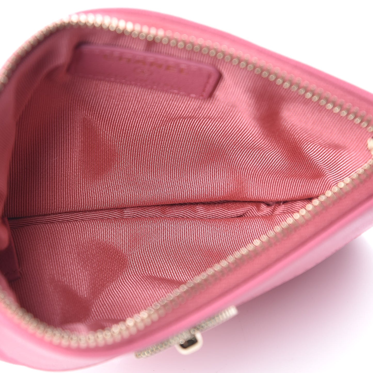 Sheepskin Quilted Small Vintage Mademoiselle Cosmetic Case Dark Pink