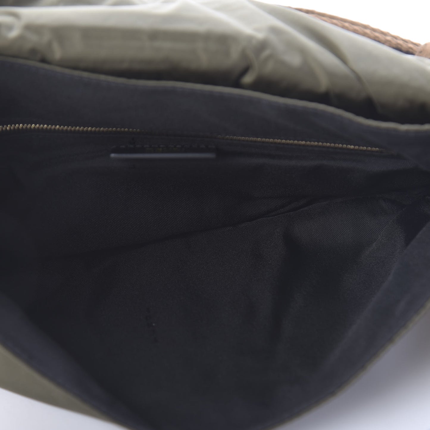 Nylon Dolmias Vitello Grace FF Puffer Belt Baguette Bag Military Brown Tortora