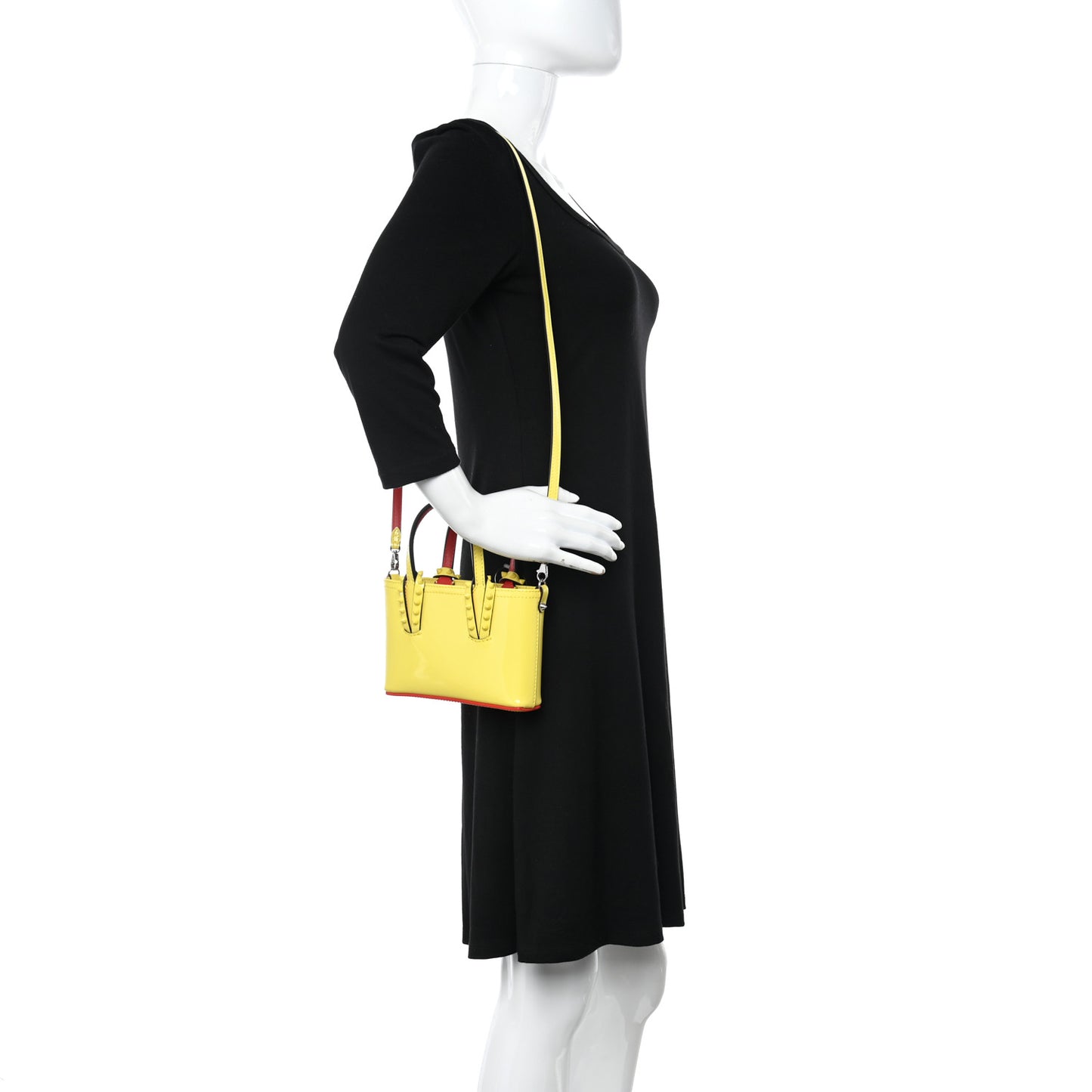 Patent Calfskin Spikes Mini East West Cabata Tote Yellow