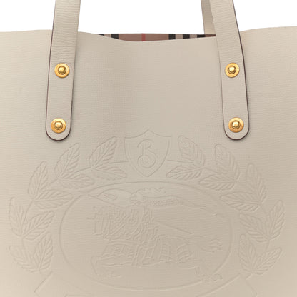 Burberry Calfskin Crest Embossed Small Tote Limestone 8 of 14