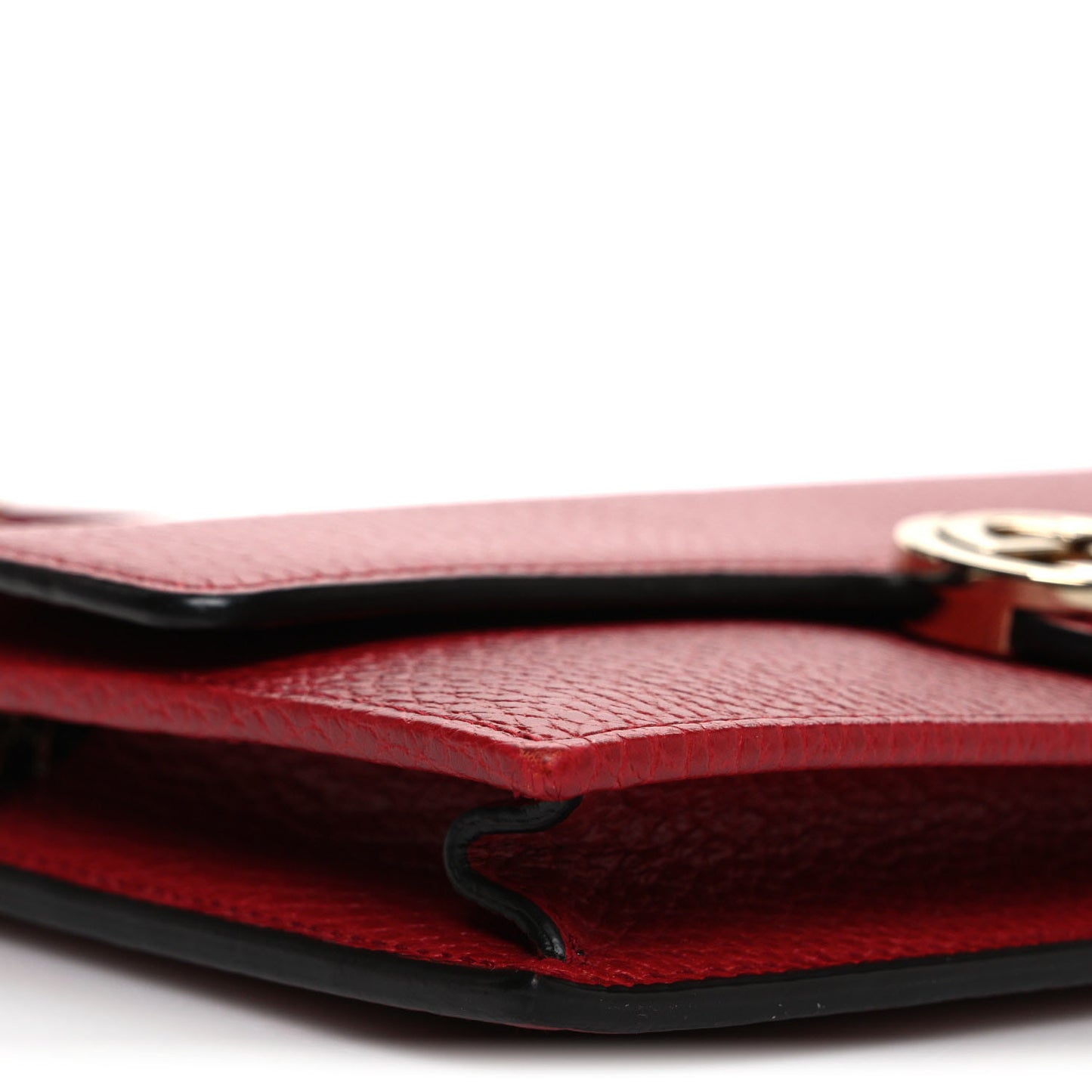 Dollar Calfskin Interlocking G Chain Wallet Red