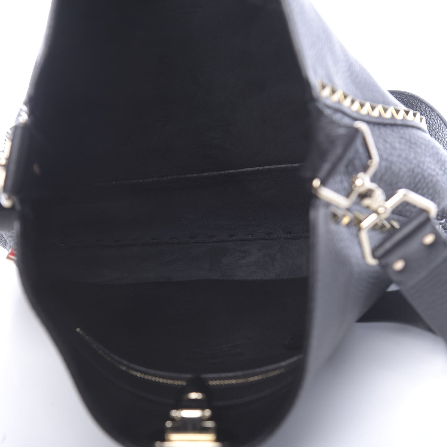 Pebbled Calfskin Large Rockstud Flip-Lock Messenger Bag Black