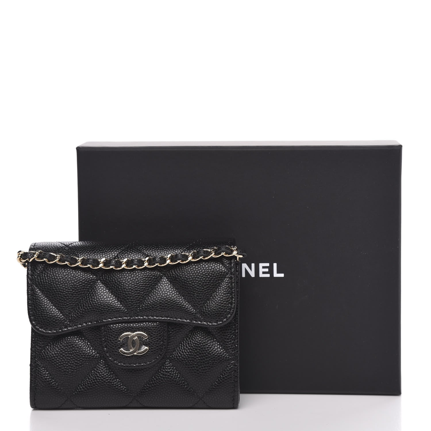 Chanel Caviar Quilted Flap Card Holder On Chain Black 9 of 9