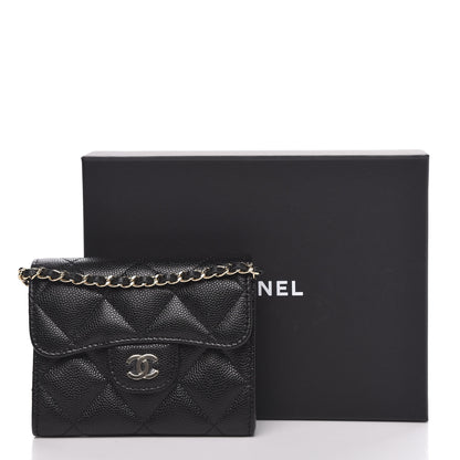 Chanel Caviar Quilted Flap Card Holder On Chain Black 9 of 9