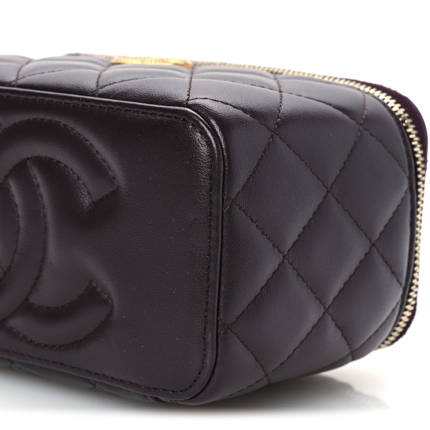 Chanel Lambskin Quilted Metal Twist Small Top Handle Vanity Case With Chain Burgundy 9 of 9